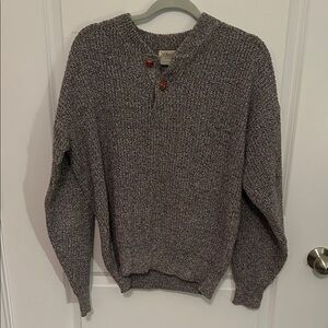 St. John's Bay Gray Marled Crewneck Sweater with Wooden Buttons